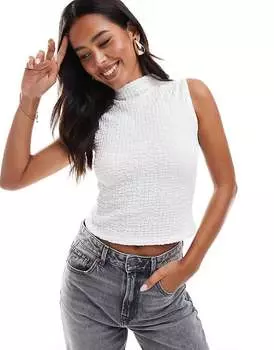 ASOS DESIGN – топ с высоким воротником и текстурой цвета слоновой кости