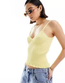 ASOS DESIGN – трикотажная майка лимонного цвета с V-образным вырезом