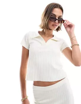 ASOS DESIGN – Трикотажная рубашка поло белого цвета =f