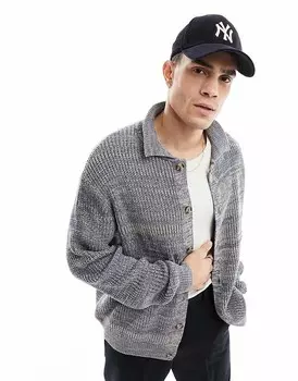 ASOS DESIGN – Трикотажная рубашка-поло синего цвета с планкой на пуговицах