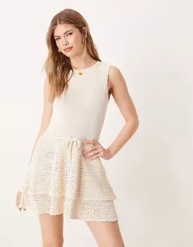 ASOS DESIGN трикотажное мини-платье цвета экрю