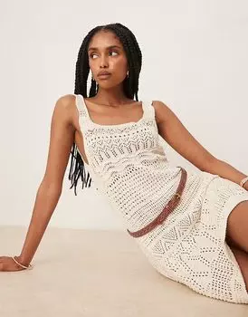 ASOS DESIGN трикотажное мини-платье цвета экрю