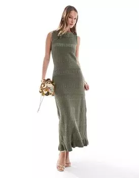 ASOS DESIGN – трикотажное платье миди Sage с декоративным переплетением