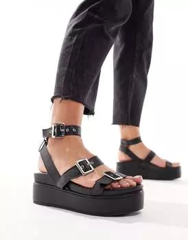 ASOS DESIGN – Trombone – Черные туфли на плоской подошве с пряжками