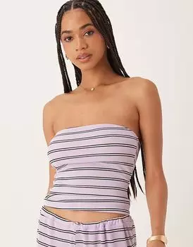 ASOS DESIGN удлиненный бандо-комбинезон в сиреневую полоску