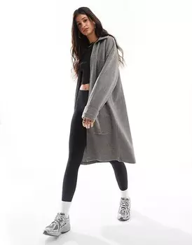 ASOS DESIGN – удлиненный кардиган из очень мягкого трикотажа меланжево-графитового цвета