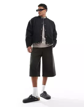 ASOS DESIGN – Укороченная черная спортивная куртка оверсайз