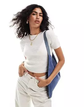 ASOS DESIGN – Укороченная футболка кремового цвета из тонкого трикотажа