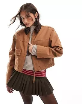 ASOS DESIGN – укороченная парусиновая куртка карамельного цвета с карманами
