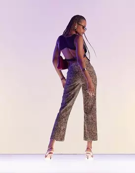 ASOS DESIGN – Укороченные прямые джинсы с леопардовым принтом и средней посадкой на талии