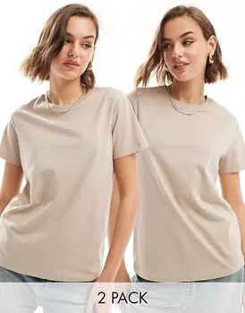 ASOS DESIGN – Ultimate – - две пары футболок с круглым вырезом из смесового хлопка