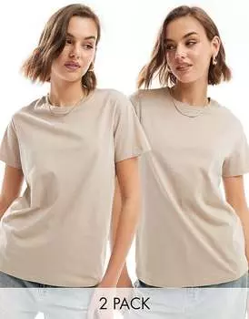 ASOS DESIGN – Ultimate – Комплект из 2 футболок из смесового хлопка с тремя вырезами