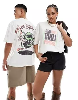 ASOS DESIGN Unisex — футболка оверсайз кремового цвета с лицензионным изображением Red Hot Chilli Peppers