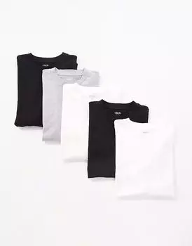 ASOS DESIGN, упаковка из 5 базовых футболок оверсайз белого, черного и серого меланжевого цветов