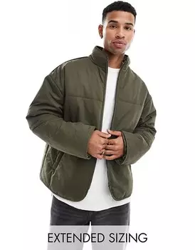 ASOS DESIGN – утепленная куртка оверсайз с декоративной строчкой цвета хаки