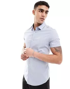 ASOS DESIGN – Узкая рубашка голубого цвета с отворотами на рукавах