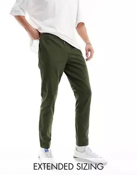 ASOS DESIGN – узкие брюки цвета хаки без застежки