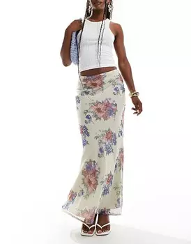 ASOS DESIGN – Винтажная шифоновая юбка макси с цветочным принтом