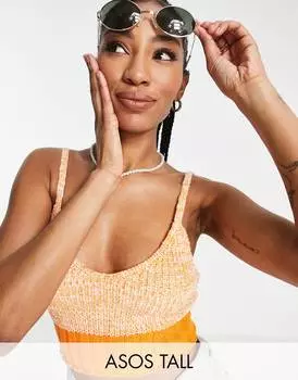 ASOS DESIGN Высокая вязаная майка оранжевого цвета