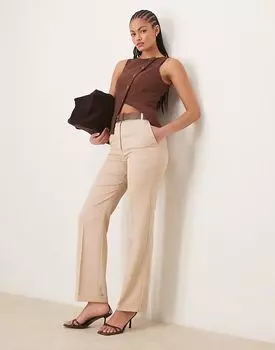 ASOS DESIGN Высокие узкие прямые брюки с поясом в каменном цвете