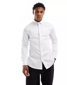 ASOS DESIGN Wedding – White> приталенная рубашка с контрастным декором