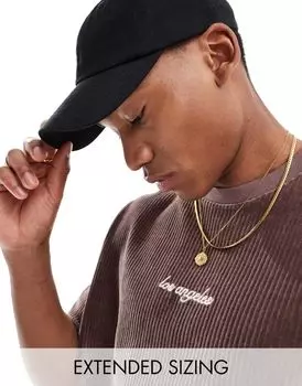 ASOS DESIGN — велюровая футболка оверсайз в рубчик с вышитой надписью