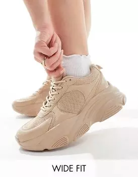 ASOS DESIGN Wide Fit – Drop – Бежевые спортивные туфли