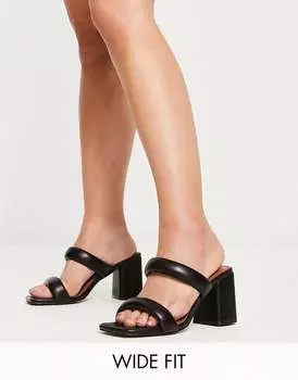 ASOS DESIGN Wide Fit – Height – Черные мягкие туфли на среднем каблуке