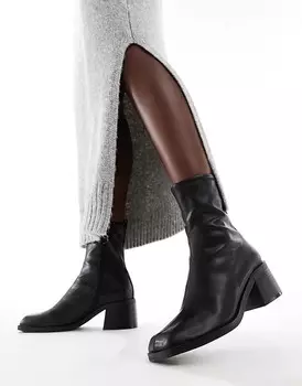 ASOS DESIGN Wide Fit – Ranger – Элегантные черные ботинки на среднем каблуке, широкий крой