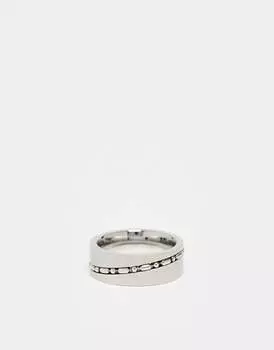 ASOS DESIGN – водонепроницаемое обручальное кольцо из нержавеющей стали с декоративной цепочкой из серебряных шариков