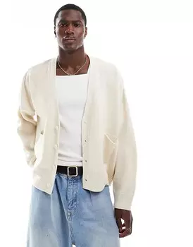 ASOS DESIGN – вязаный кардиган свободного кроя цвета экрю