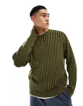 ASOS DESIGN – вязаный свитер цвета хаки в рубчик