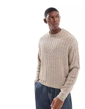 ASOS DESIGN – вязаный свитер оверсайз с вафельной структурой цвета экрю