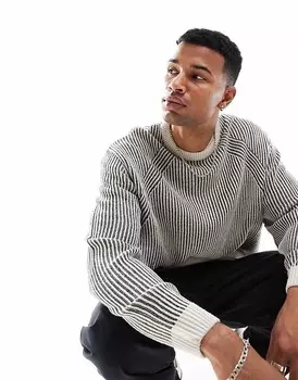 ASOS DESIGN – вязаный свитер в рубчик свободного кроя серого цвета