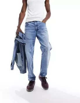 ASOS DESIGN - Зауженные голубые потертые джинсы