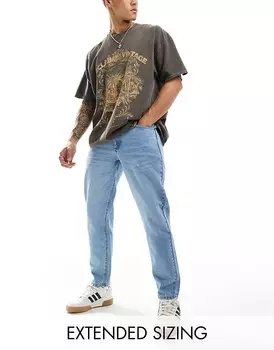 ASOS DESIGN - Зауженные голубые потертые джинсы