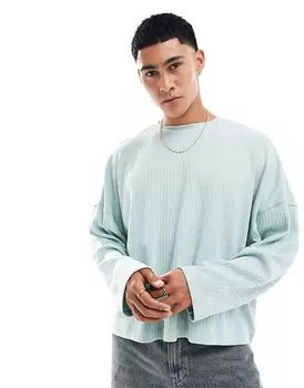 ASOS DESIGN – зеленая футболка оверсайз короткого кроя с длинными рукавами