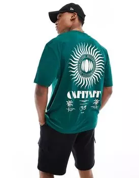 ASOS DESIGN – зеленая футболка оверсайз с астрологическим принтом на спине
