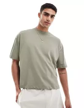 ASOS DESIGN – зеленая плотная футболка свободного кроя оверсайз