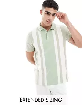 ASOS DESIGN — зеленая рубашка-поло с белыми полосками