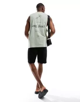 ASOS DESIGN — зеленая свободная футболка с надписью на спине