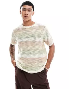ASOS DESIGN – Зелено-оранжево-красная трикотажная футболка оверсайз с эффектом космоса