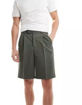 ASOS DESIGN – зеленые элегантные шорты с широкими штанинами