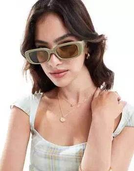 ASOS DESIGN – Зеленые солнцезащитные очки средней квадратной формы