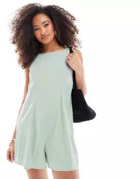 ASOS DESIGN – зеленый короткий комбинезон с годетами