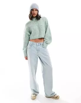 ASOS DESIGN – Зеленый свитер с закрученными краями