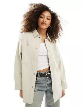 ASOS DESIGN – жакет оверсайз из твила серо-бежевого цвета