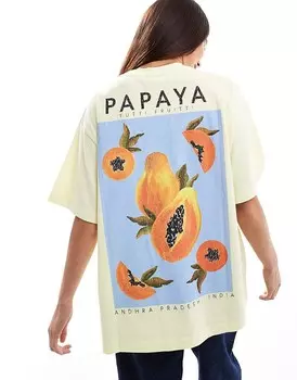 ASOS DESIGN – желтая футболка оверсайз с изображением папайи