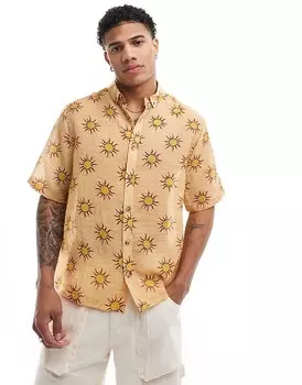 ASOS DESIGN – желтая свободная рубашка свободного кроя с солнечным мотивом