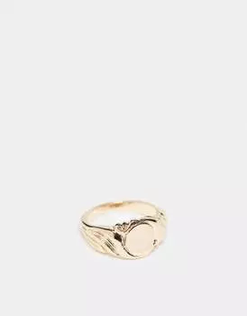ASOS DESIGN – золотое кольцо-печатка с тиснением